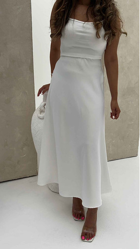 SILKY SKIRT, Color: White, Size: L /