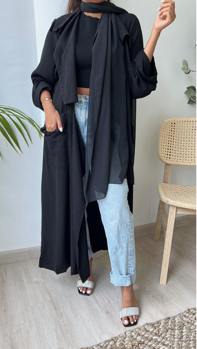 CASUAL ABAYA, Color: Black, Size: XS /